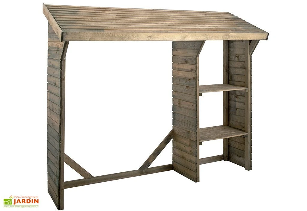 Abri Bûches à 2 Étagères Split (220 X 75,5 X 183 Cm) 2 Abri Bûches à 2 Étagères Split (220 X 75,5 X 183 Cm) – Image 2