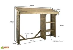 Abri Bûches à 2 Étagères Split (220 X 75,5 X 183 Cm) 5 Abri Bûches à 2 Étagères Split (220 X 75,5 X 183 Cm) -Promos Jardin Garage Magasin abri buches 2 etageres split 220 x 75 5 x 183 cm jardipolys