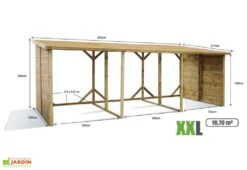 Abri Range-Bûches En Bois XXL - 16,7 M³ -Promos Jardin Garage Magasin abri buches xxl 520 x 217 x 206 cm jardipolys