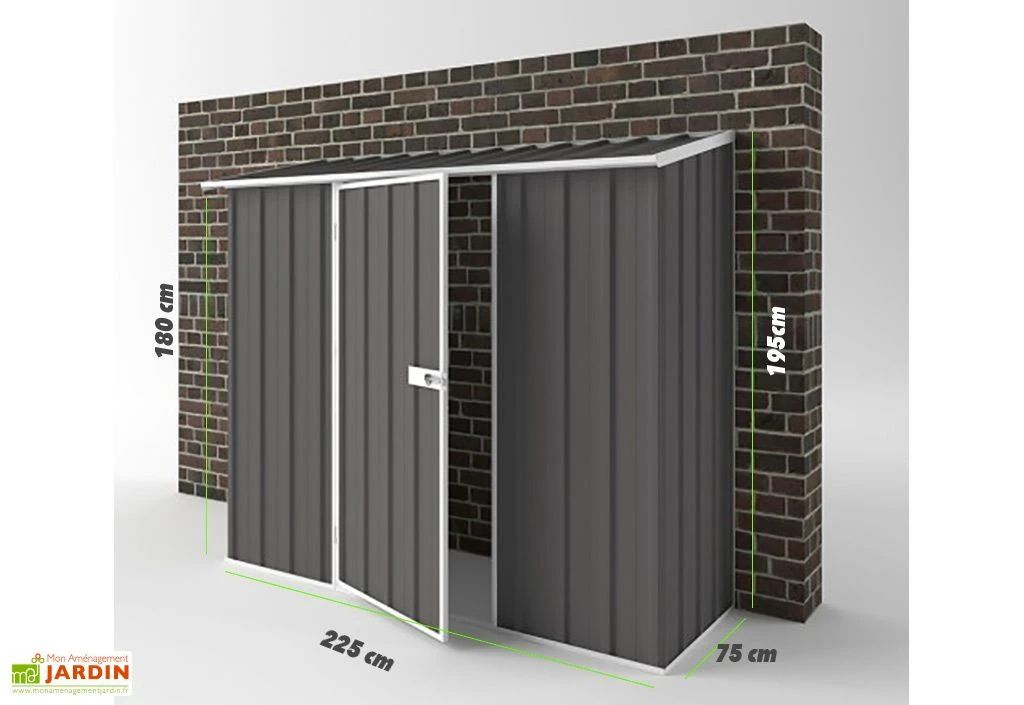 Abri De Jardin En Métal à Adosser 0,35 Mm Compact 0,75 X 2,25 M 2 Abri De Jardin En Métal à Adosser 0,35 Mm Compact 0,75 X 2,25 M – Image 2