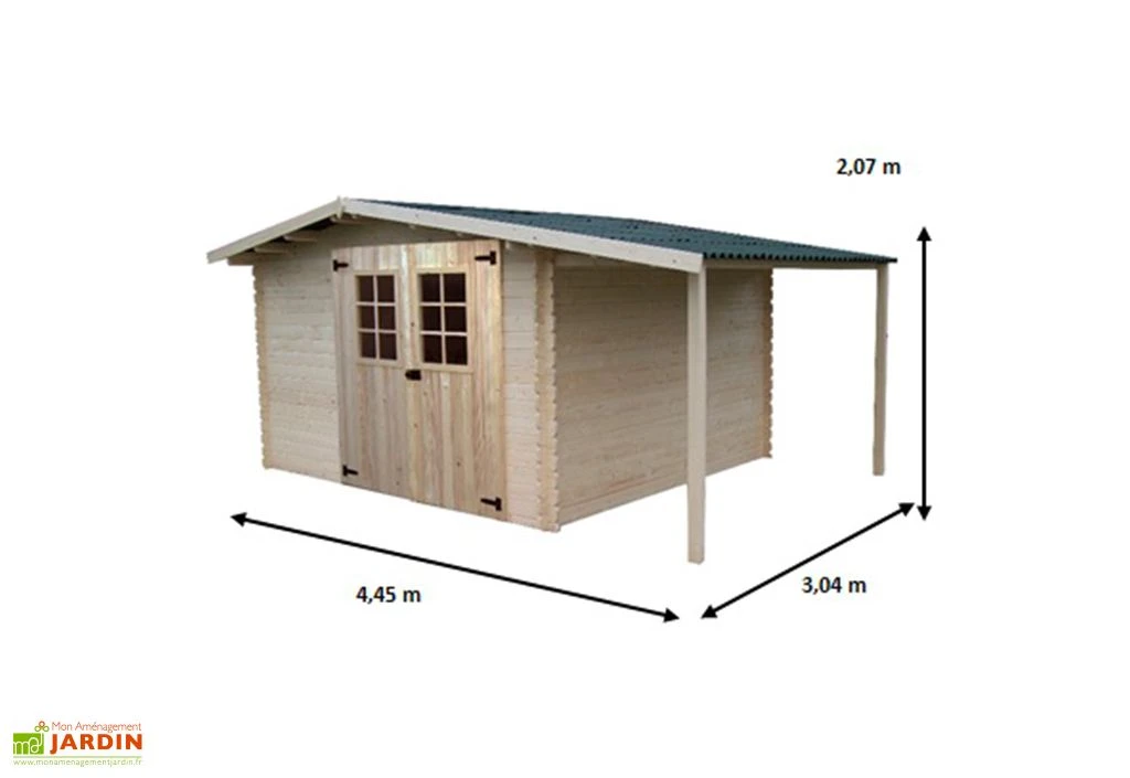 Abri De Jardin Avec Bûcher En Bois D'Epicéa Brut Vendée 13 M² 2 Abri De Jardin Avec Bûcher En Bois D'Epicéa Brut Vendée 13 M² – Image 2