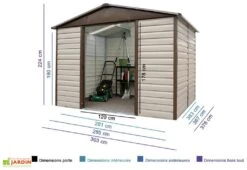 Abri De Jardin Acier Galvanisé Taupe Marron 376 X 303 Cm 11,39 M² 6 Abri De Jardin Acier Galvanisé Taupe Marron 376 X 303 Cm 11,39 M² -Promos Jardin Garage Magasin abri jardin acier galvanise marron beige 1012tbsl