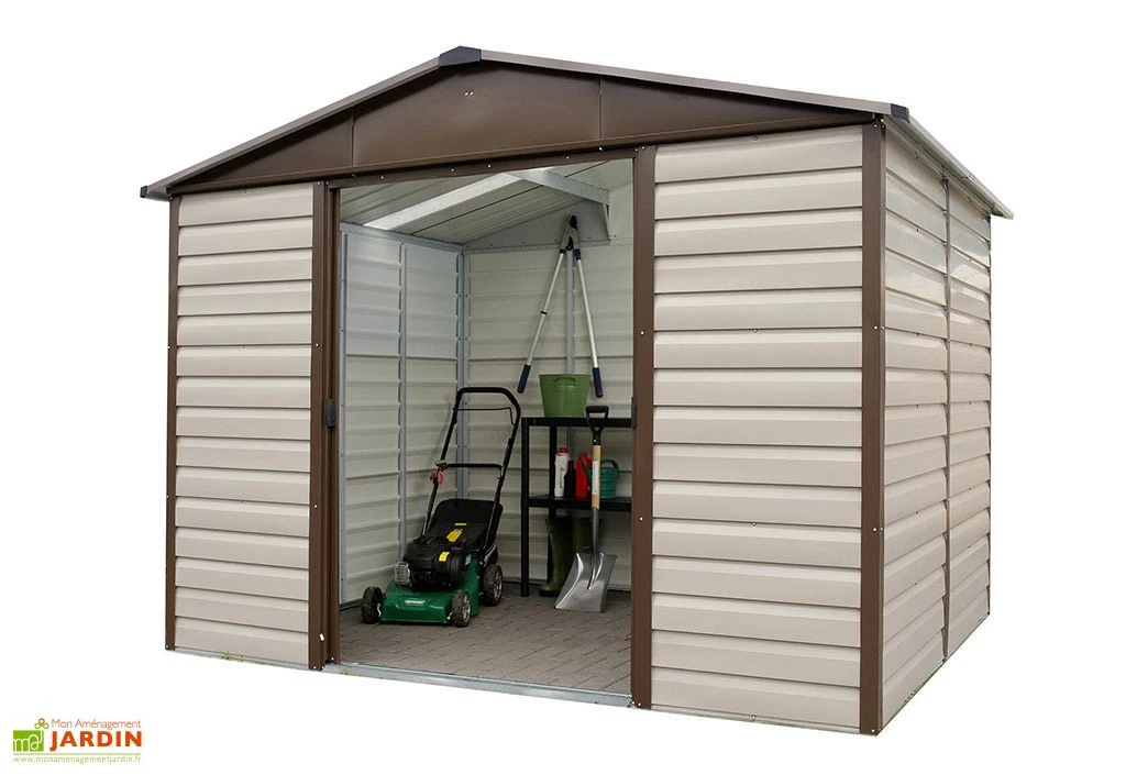 Abri De Jardin Acier Galvanisé Taupe Marron 376 X 303 Cm 11,39 M² 2 Abri De Jardin Acier Galvanisé Taupe Marron 376 X 303 Cm 11,39 M² – Image 2
