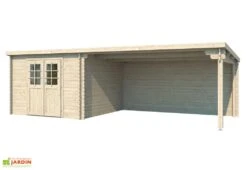 Abri De Jardin + Auvent En Bois D’Epicéa Brut 21 M² -Promos Jardin Garage Magasin abri jardin auvent bois epicea brut 21m 2