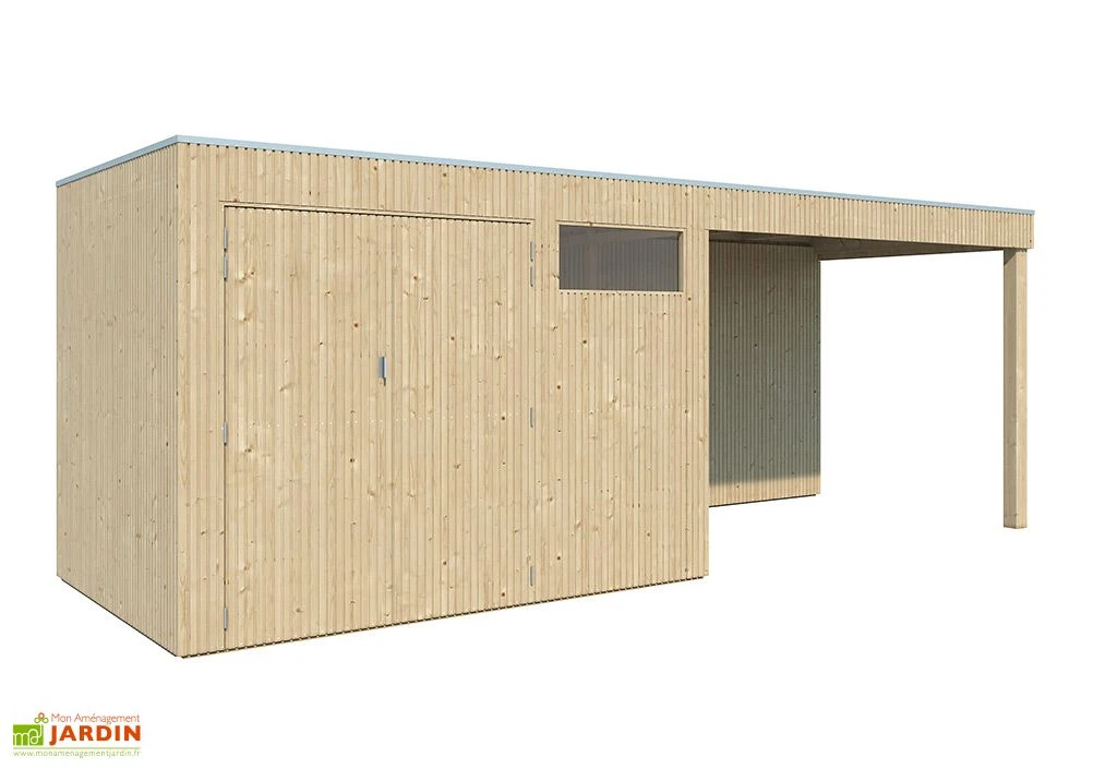 Abri De Jardin En Bois D’épicéa Brut Avec Auvent – 12,6 M² 2 Abri De Jardin En Bois D’épicéa Brut Avec Auvent – 12,6 M² – Image 2