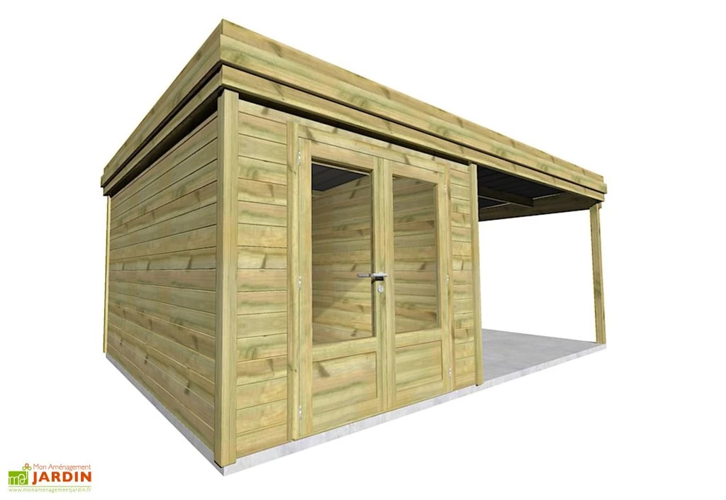 Abri De Jardin En Bois De Pin Traité Avec Auvent – 23,2 M² 1 Abri De Jardin En Bois De Pin Traité Avec Auvent – 23,2 M²