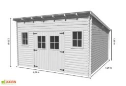 Abri De Jardin En Bois Avec Toiture 1 Pente 400x400cm (Sens Au Choix) 5 Abri De Jardin En Bois Avec Toiture 1 Pente 400x400cm (Sens Au Choix) -Promos Jardin Garage Magasin abri jardin bois brut toit multidirectionnel 400x400cm