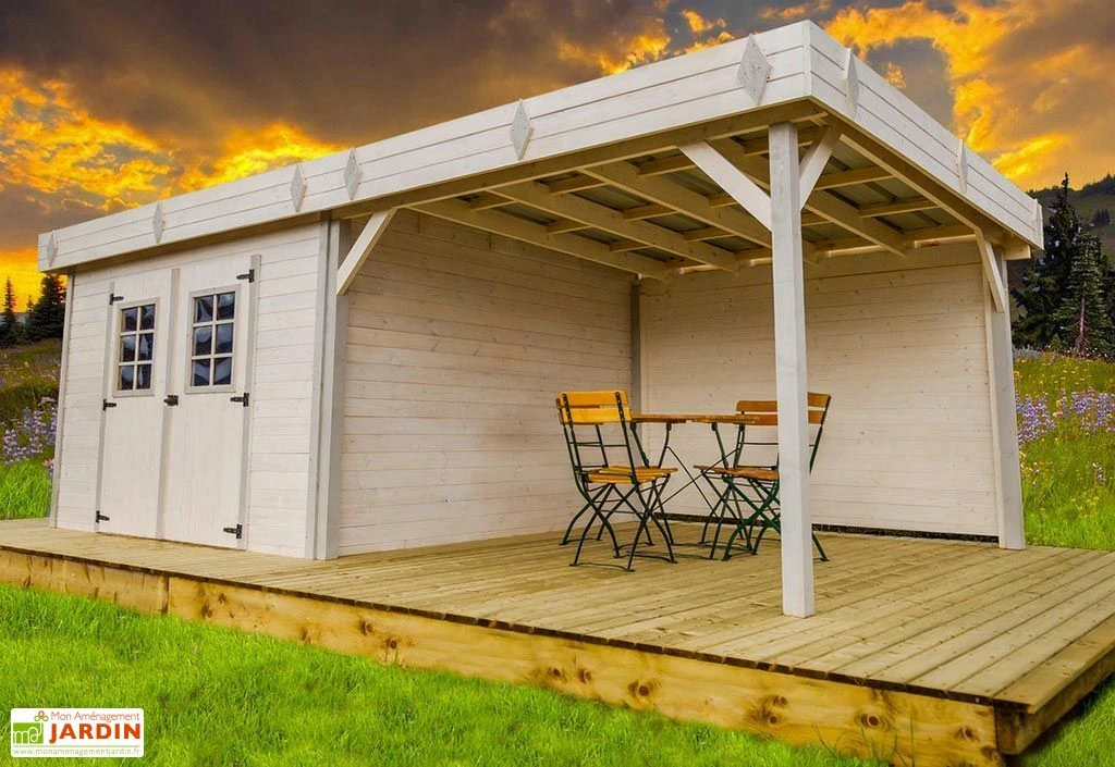 Abri De Jardin En Bois D’épicéa Brut Avec Auvent 20 M² 1 Abri De Jardin En Bois D’épicéa Brut Avec Auvent 20 M²