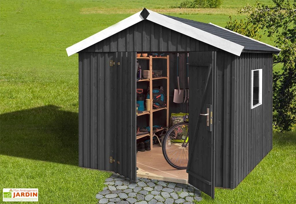 Abri De Jardin En Bois D’Épicéa Traité 349 T3 Anthracite – 5,9 M² 1 Abri De Jardin En Bois D’Épicéa Traité 349 T3 Anthracite – 5,9 M²