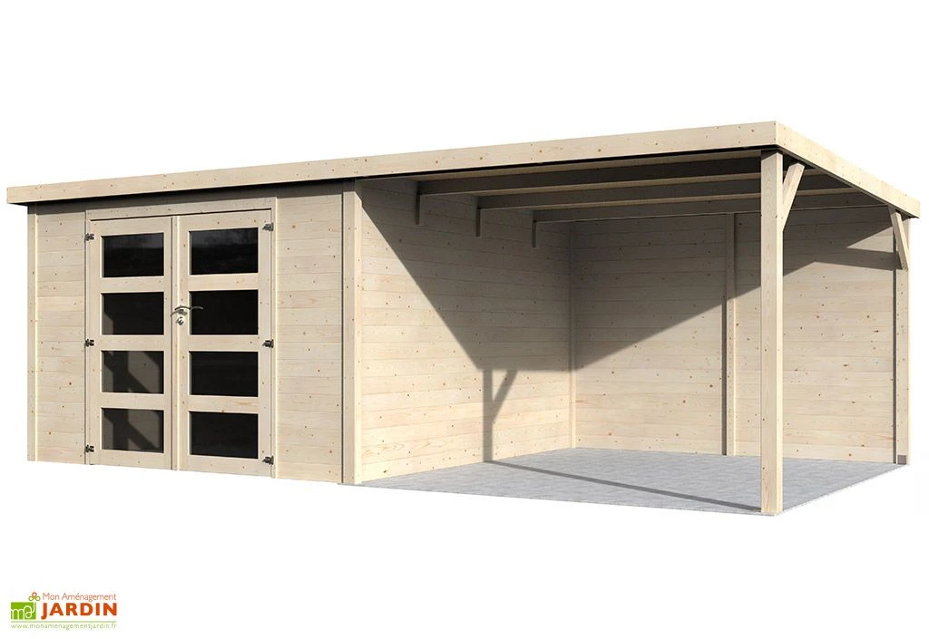 Abri De Jardin En Bois De Sapin Brut Avec Auvent Délices 17,4 M² 2 Abri De Jardin En Bois De Sapin Brut Avec Auvent Délices 17,4 M² – Image 2