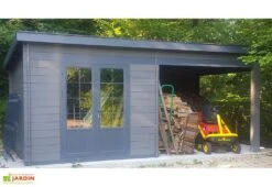 Abri De Jardin Composite Toit Plat + Auvent – Actual 6 X 3 M Gris Anthracite -Promos Jardin Garage Magasin abri jardin composite actual 6x3m 5