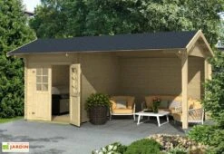 Abri De Jardin En Bois D’épicéa Brut Avec Auvent 16,2 M² - Kenzo