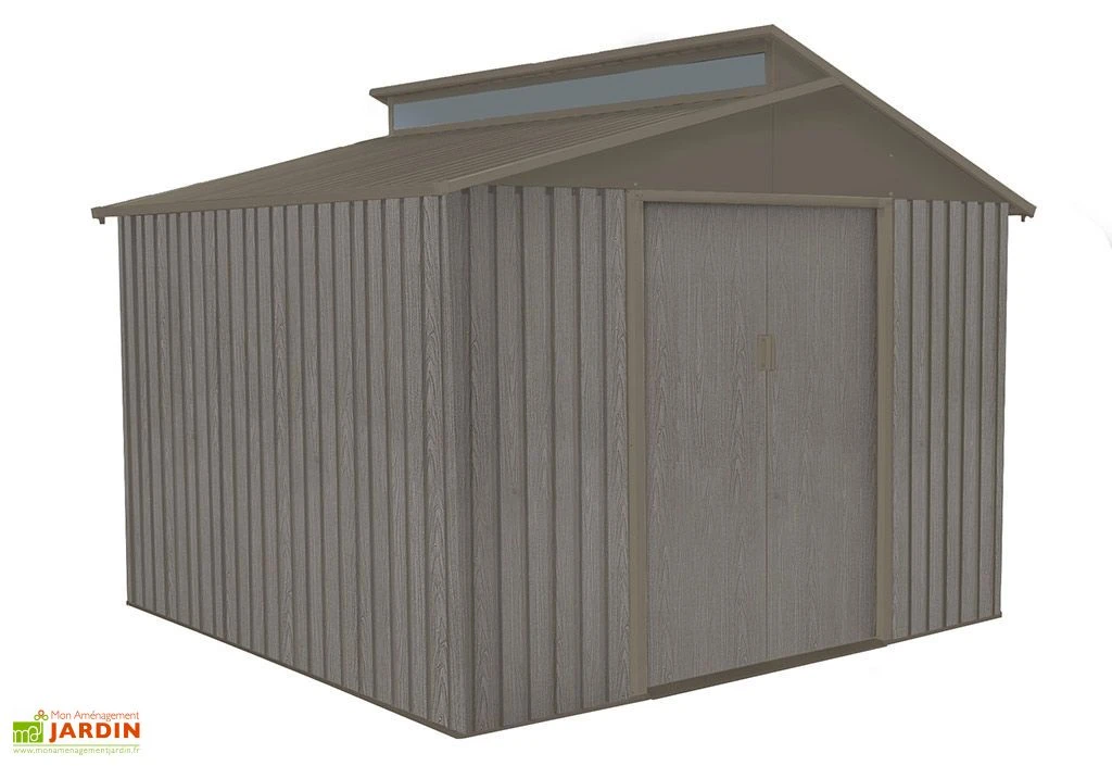 Abri De Jardin En Métal Look Bois Vieilli + Puit De Lumière 7,25 M² 4 Abri De Jardin En Métal Look Bois Vieilli + Puit De Lumière 7,25 M² – Image 4