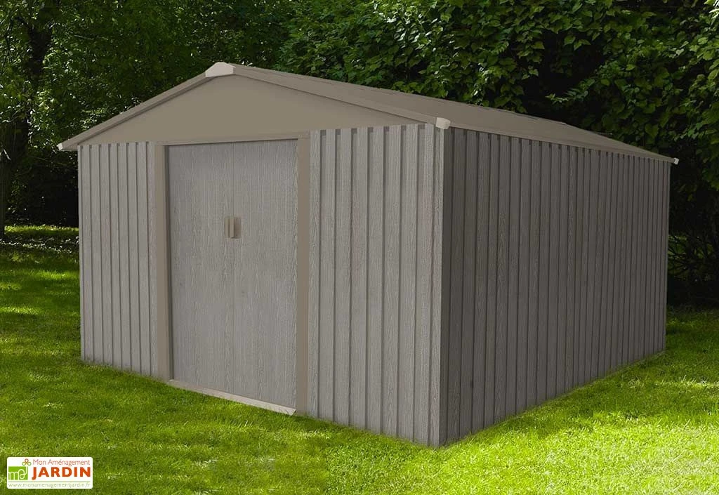 Abri De Jardin En Métal Look Bois Vieilli 9,66 M² 1 Abri De Jardin En Métal Look Bois Vieilli 9,66 M²