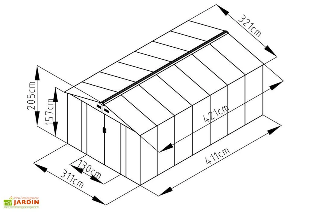 Abri De Jardin En Métal Look Bois Vieilli 13,51 M² 5 Abri De Jardin En Métal Look Bois Vieilli 13,51 M² – Image 5