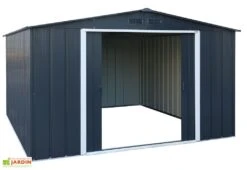 Abri De Jardin En Métal Galvanisé Anthracite Duramax 9 M² 9 Abri De Jardin En Métal Galvanisé Anthracite Duramax 9 M² -Promos Jardin Garage Magasin abri jardin metal duramax duae1010pr porte coulissante 1