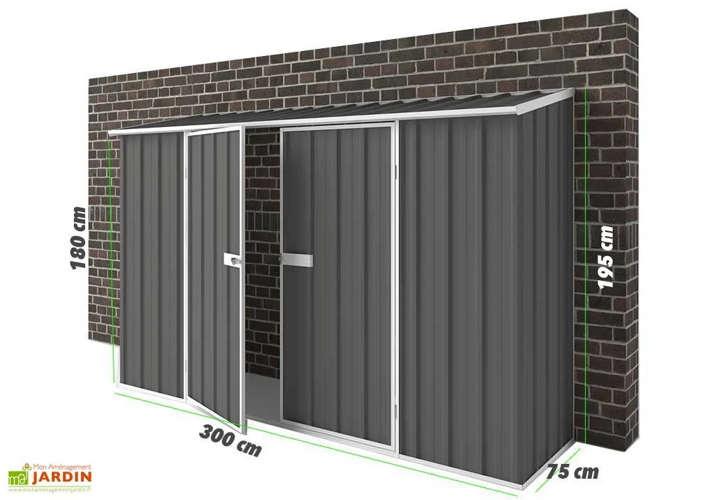 Abri De Jardin En Métal à Adosser 0,35 Mm Compact 0,75 X 3 M 2 Abri De Jardin En Métal à Adosser 0,35 Mm Compact 0,75 X 3 M – Image 2