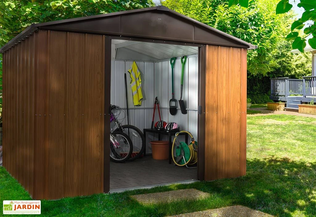Abri De Jardin En Métal Galvanisé Imitation Bois 6,45 M² - 108WGY 2 Abri De Jardin En Métal Galvanisé Imitation Bois 6,45 M² - 108WGY – Image 2