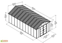 Abri De Jardin En Polycarbonate Et Aluminium Yukon 20 M² - Gris -Promos Jardin Garage Magasin abri jardin polycarbonate gris yukon palram 21m2 643x332cm 1