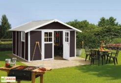 Grosfillex Abri De Jardin PVC Deco 11 (Rouge - Anthracite - Moka) -Promos Jardin Garage Magasin abri jardin pvc deco 11 moka