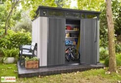 Keter Abri De Jardin PVC Brossium 97 Avec Toit En Monopente 7 Keter Abri De Jardin PVC Brossium 97 Avec Toit En Monopente -Promos Jardin Garage Magasin abri jardin rangement resine brossium monopente 97 6m2 anti uv ventilation double porte 1