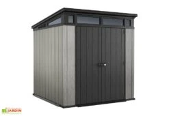 Keter Abri De Jardin PVC Brossium Monopente 77 (216 X 216) -Promos Jardin Garage Magasin abri jardin resine brossium monopente gris aspect bois 5m 2