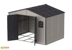 Abri De Jardin En PVC Duramax 8,05 M² Gris -Promos Jardin Garage Magasin abri jardin resine duramax gris