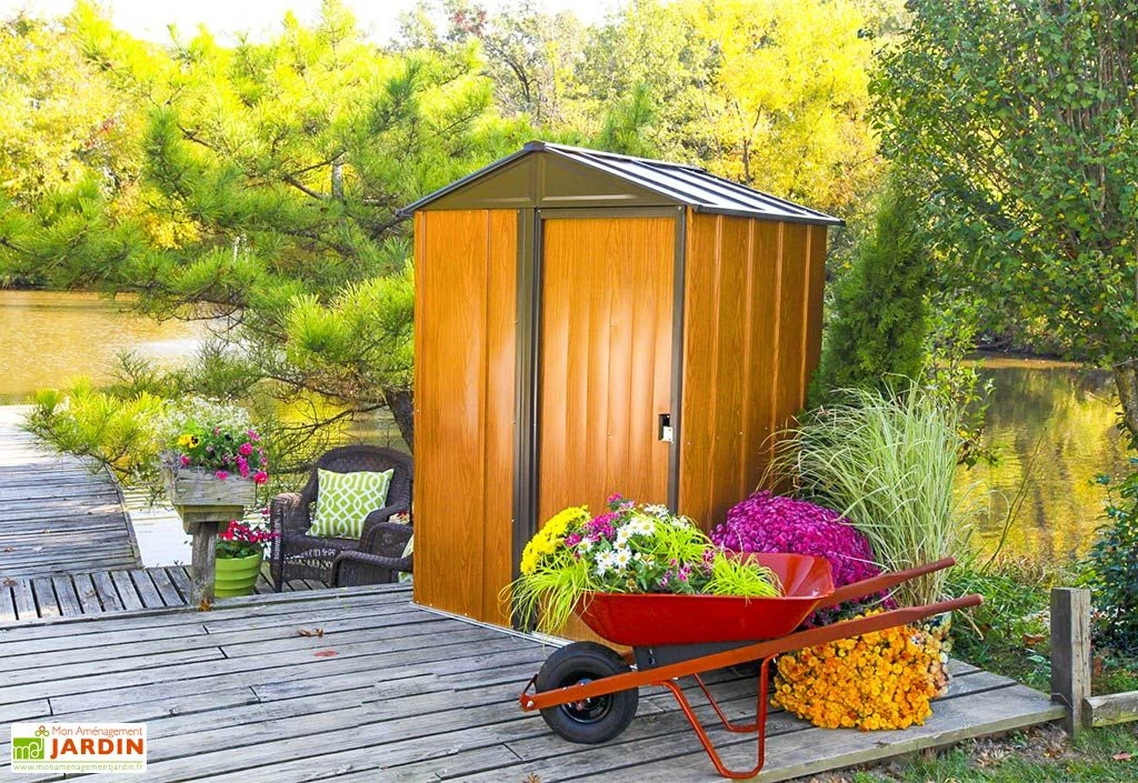 Abri De Jardin En Acier Galvanisé Imitation Bois Woodlake – 1,84 M² 1 Abri De Jardin En Acier Galvanisé Imitation Bois Woodlake – 1,84 M²