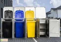 Cache-poubelles En Acier Et Composite Aluminium 278 X 80 X 115 Cm -Promos Jardin Garage Magasin abri poubelle quadruple metal ouvert