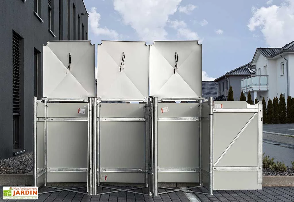 Cache-poubelle Triple En Acier Et Composite Aluminium 209 X 80 X 115 Cm 3 Cache-poubelle Triple En Acier Et Composite Aluminium 209 X 80 X 115 Cm – Image 3