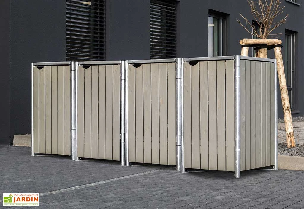 Cache-poubelles En Acier Et Bois De Pin Traité 241 X 63 X 115 Cm 3 Cache-poubelles En Acier Et Bois De Pin Traité 241 X 63 X 115 Cm – Image 3