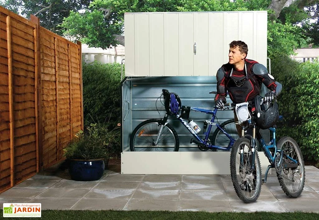 Coffre à Vélos En Métal Crème 196 X 89 X 133 Cm 3 Coffre à Vélos En Métal Crème 196 X 89 X 133 Cm – Image 3