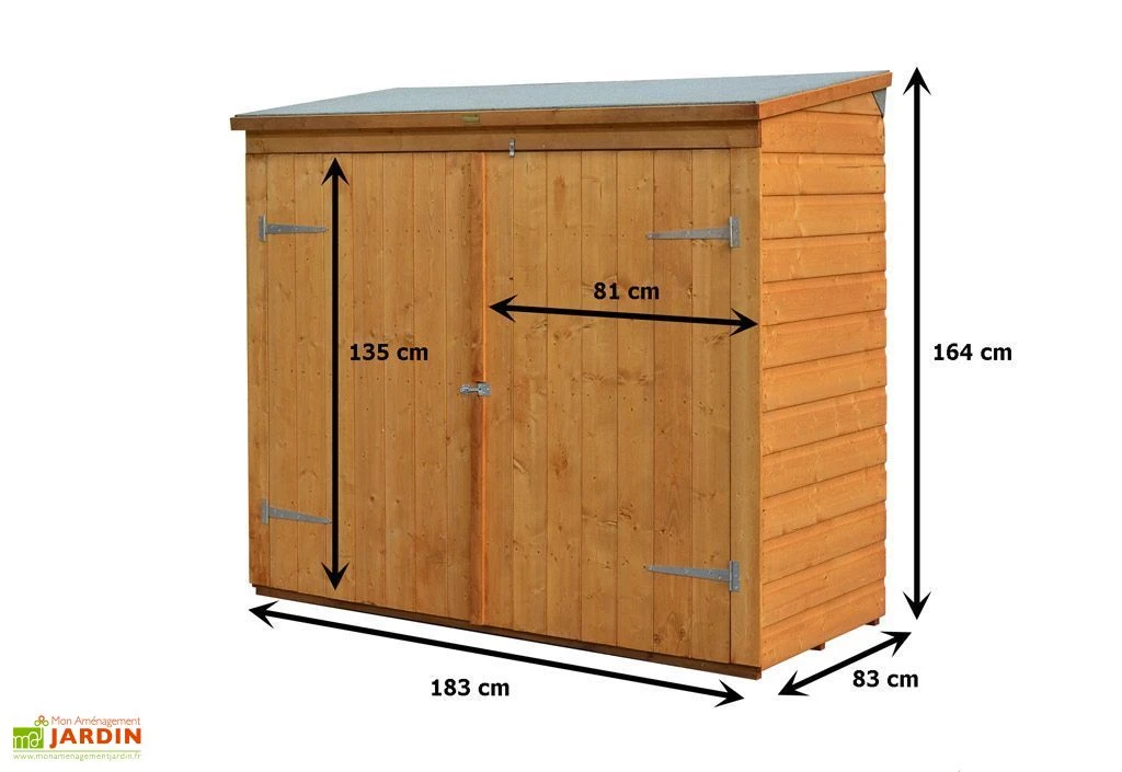 Coffre De Rangement En Bois Pour 2 Vélos 182x82x164cm (l,l,h) 3 Coffre De Rangement En Bois Pour 2 Vélos 182x82x164cm (l,l,h) – Image 3