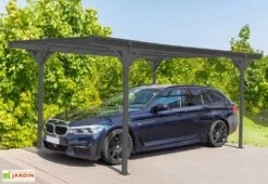 Carport Simple En Aluminium Et Polycarbonate Anthracite - 15,34 M² -Promos Jardin Garage Magasin abri voiture aluminium toit polycarbonate