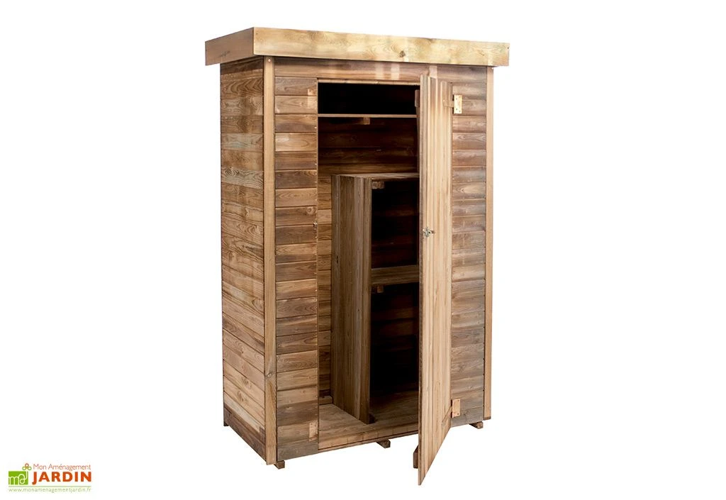 Armoire De Jardin En Bois L.131 X P.69 X H.200 Cm Ep.15 Mm - Theo 3 Armoire De Jardin En Bois L.131 X P.69 X H.200 Cm Ep.15 Mm - Theo – Image 3
