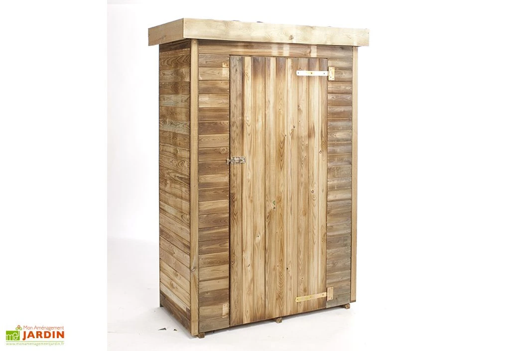 Armoire De Jardin En Bois L.131 X P.69 X H.200 Cm Ep.15 Mm - Theo 2 Armoire De Jardin En Bois L.131 X P.69 X H.200 Cm Ep.15 Mm - Theo – Image 2