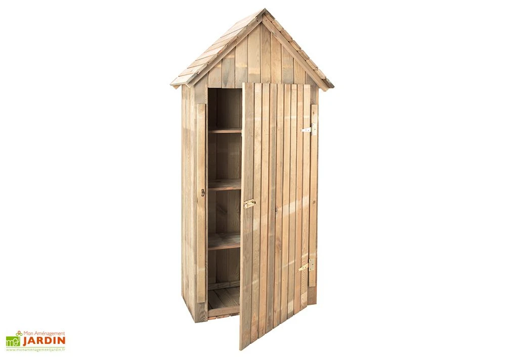 Armoire De Jardin En Bois L.93 X P.60 X H.193 Cm Ep.15 Mm - Wissant 1 Armoire De Jardin En Bois L.93 X P.60 X H.193 Cm Ep.15 Mm - Wissant