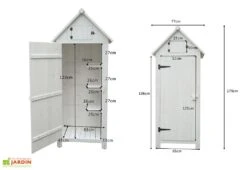 Armoire De Jardin En Bois FSC 10 Mm Blanc 179 Cm -Promos Jardin Garage Magasin armoire jardin bois blanc dimensions