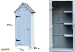 Armoire De Jardin En Bois FSC 10 Mm Bleu 179 Cm 9 Armoire De Jardin En Bois FSC 10 Mm Bleu 179 Cm -Promos Jardin Garage Magasin armoire jardin bois cabane etageres 10mm 180cm 3