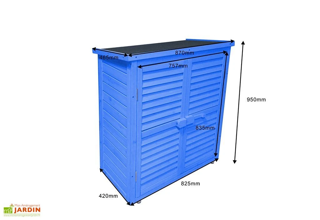 Armoire De Jardin En Bois Lasuré Bleu 87 X 46,5 X 95 Cm 4 Armoire De Jardin En Bois Lasuré Bleu 87 X 46,5 X 95 Cm – Image 4