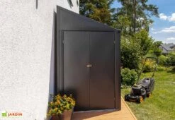 Armoire De Jardin En Acier Galvanisé 124 X 203 Cm -Promos Jardin Garage Magasin armoire jardin metal anthracite 1