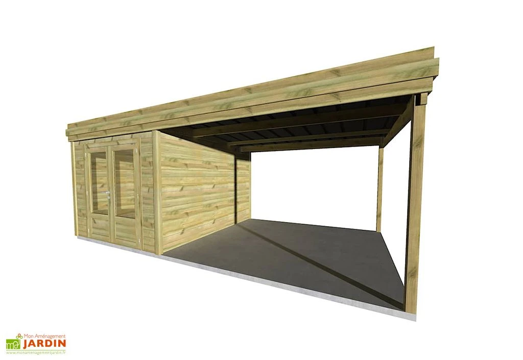 Abri De Jardin En Bois De Pin Traité Avec Auvent – 23,2 M² 2 Abri De Jardin En Bois De Pin Traité Avec Auvent – 23,2 M² – Image 2