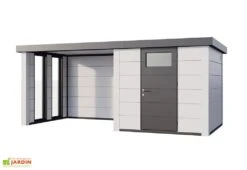 Abri De Jardin En Métal Avec Auvent Vitré Lounge – 12,5 M² 9 Abri De Jardin En Métal Avec Auvent Vitré Lounge – 12,5 M² -Promos Jardin Garage Magasin cabanon jardin auvent vitre gauche blanc