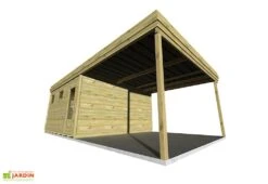 Abri De Jardin En Bois De Pin Traité Avec Auvent Et Plancher – 32,3 M² -Promos Jardin Garage Magasin cabanon jardin bois avec auvent 1