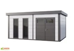 Abri De Jardin En Métal Avec Parois Vitrées Eleganto Plus – 19,3 M² 8 Abri De Jardin En Métal Avec Parois Vitrées Eleganto Plus – 19,3 M² -Promos Jardin Garage Magasin cabanon jardin metal parois vitrees gris blanc