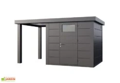 Abri De Jardin En Métal Avec Auvent Open Lounge Anthracite – 9,7 M² -Promos Jardin Garage Magasin cabanon jardin open lounge anthracite 9m2
