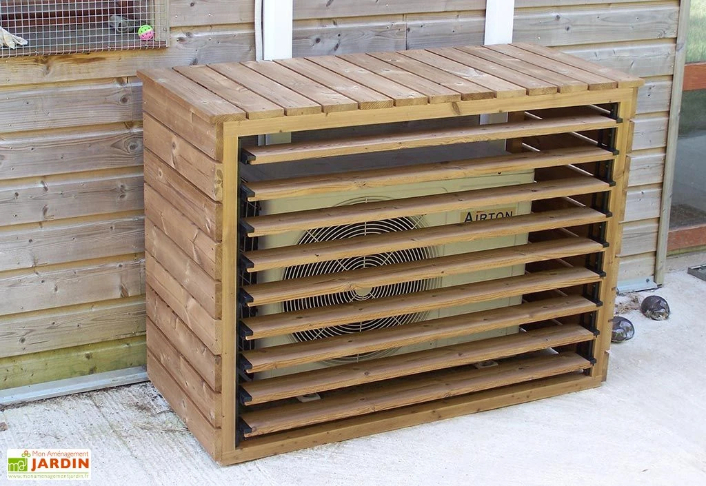 Cache Climatiseur Extérieur En Bois D’Épicéa Traité 132 X 58 X 147 Cm 1 Cache Climatiseur Extérieur En Bois D’Épicéa Traité 132 X 58 X 147 Cm
