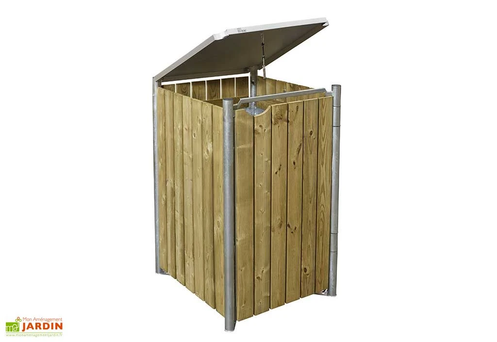 Cache-poubelle Simple En Acier Et Bois De Pin Traité 60 X 63 X 115 Cm 1 Cache-poubelle Simple En Acier Et Bois De Pin Traité 60 X 63 X 115 Cm