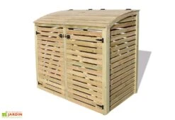 Cache-Poubelle Double En Pin Autoclave Swing D (88x145x137cm) -Promos Jardin Garage Magasin cache poubelle bois autoclave 2 places 2