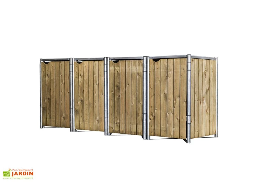Cache-poubelles En Acier Et Bois De Pin Traité 241 X 63 X 115 Cm 1 Cache-poubelles En Acier Et Bois De Pin Traité 241 X 63 X 115 Cm